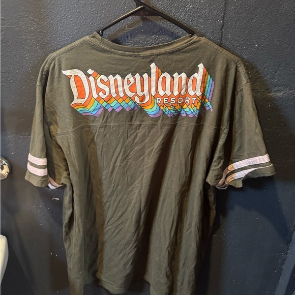 Disney Resort Olive Green T-Shirt with Rainbow Logo - Picture 4 of 5